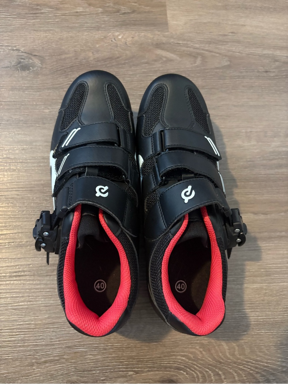 NWOT Peloton Black Cycling Shoes with Red Lining